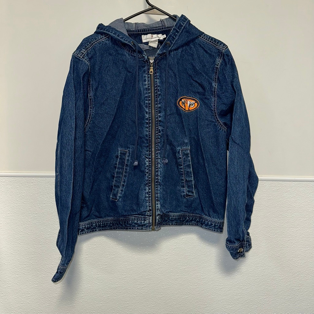 Women’s Castles Sport Hooded Jean Jacket XL Blue Auburn Tigers University Zip Up - Picture 2 of 12